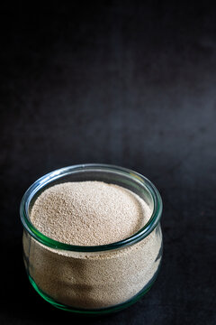 Dry yeast in a glass jar