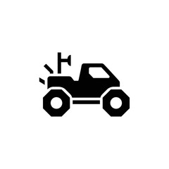 Fototapeta premium Lunar Rover Vehicle Solid Black Silhouette Icon, Flat Vector Design for Moon Transport