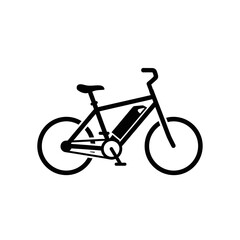 Fototapeta premium Electric Bicycle Black Silhouette Icon, Eco Urban Mobility Flat Vector Graphic, Green Transportation Concept