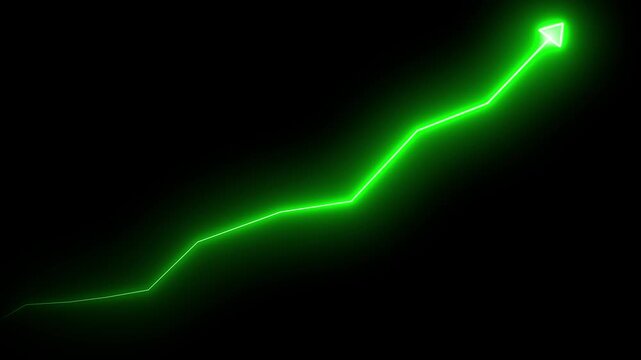Market Recovery Concept. Successful growth trend blue line graph going Up 4k animation