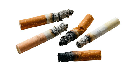 Scattered extinguished cigarette butts on dark background © BTG