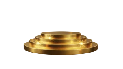 Fototapete Gold Three tiered golden podium with sparkling lights  © BTG