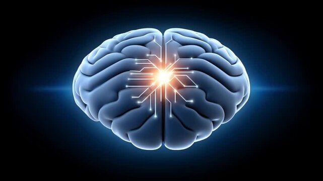 Neuromorphic ai chip cloud visual concept glowing brain circuit lines representing advanced brain technology intelligence design