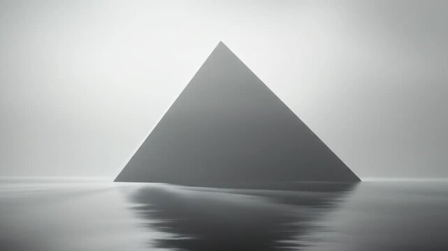 Abstract geometric pyramid in white with reflection minimalist design
