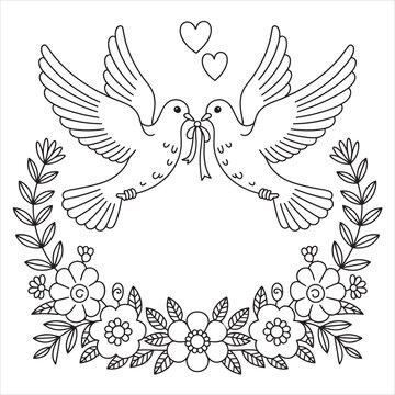 dove with flowers weeding frame