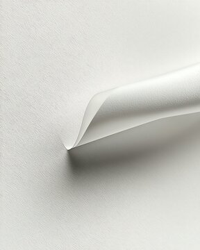 Pristine Curve of Paper: A delicate curve of paper gracefully folds upon itself, showcasing the interplay of light and shadow, evoking a sense of serenity and simplicity. 