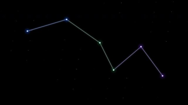 Cassiopeia constellation with five bright stars connected. Perfect for astronomy articles, educational materials, or stargazing illustrations.