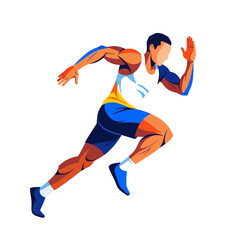 Fototapeta premium Athletic Runner Sprinting Fast Motion Athlete Vector Illustration