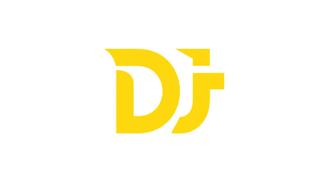 Modern Yellow DJ Logo on White Background