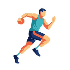 Fototapeta premium Dynamic Athlete Running with Basketball, Action Sport Illustration
