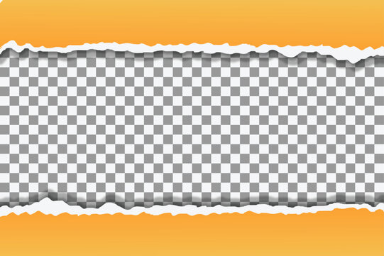 Torn paper reveal with checkered background and orange border tear rip edge rough.  Resizable and Editable. EPS, 10.