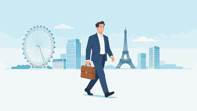 Businessman walking with briefcase