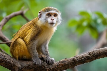Obraz premium Golden-faced monkey on branch