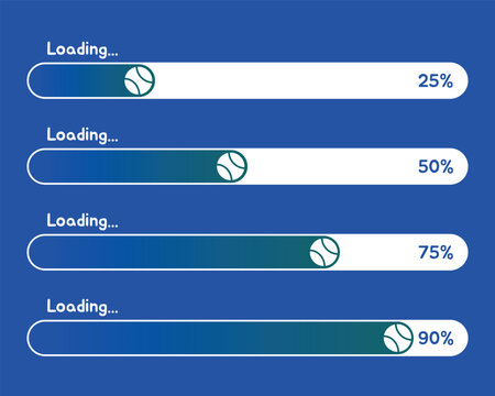 Blue Loading Bar Progress Indicator Set Vector
