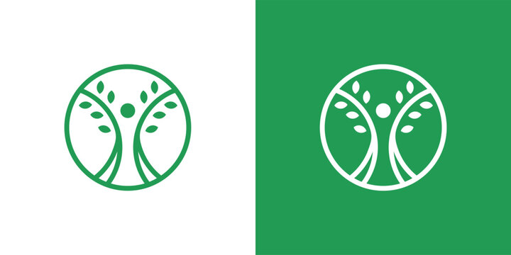Sustainable Wellness Symbol: A simple and elegant logo representing the concept of wellness. Depicting a figure within a circle, symbolizing balance and harmony.