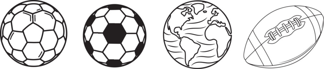 Fototapeta premium Iconic sports balls and a globe symbolizing worldwide athletic unity Vector