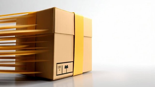 Fast Express Delivery Concept with Cardboard Box and Speed Lines