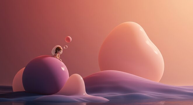 A surreal, ethereal visual exploration of subconscious thought patterns. Flowing colors and ambiguous forms capture the essence of abstract dreaming, memory, movement, creativity