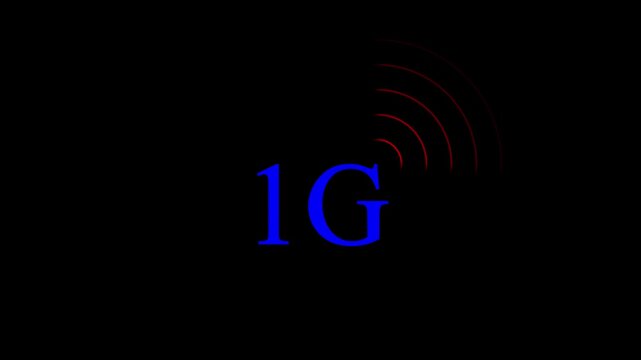  Animated 1G network icon. Abstract 1G WiFi Signal on black Background with red Glow Wireless Network Symbol Wi-Fi. Technology concept icon. 