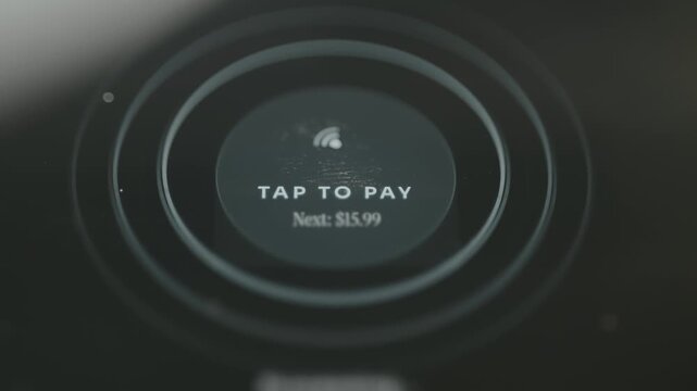 Tap to Pay terminal screen for transactions, finger taps the digital option