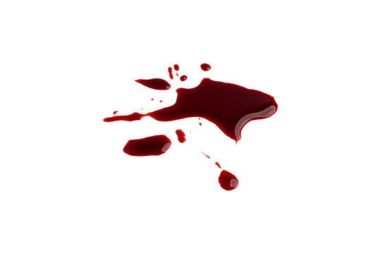 blood dripping against isolated with clipping path on white background. blood splash with drip effect, drops and streaks