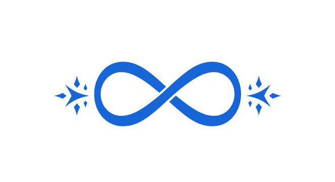 Blue infinity symbol with decorative elements.