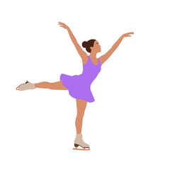 Obraz premium Female Ice Skater Performing Arabesque Pose Flat Icon
