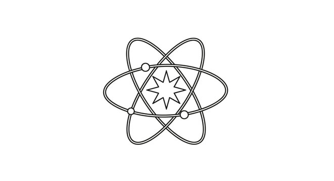 Simple line drawing of an atom symbol.
