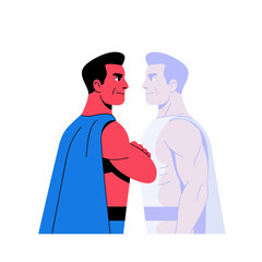 Fototapeta premium Red Superhero Facing Transparent Double