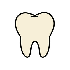 Obraz premium White Tooth Shape Flat Icon on Black Background