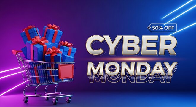 Cyber monday sale promotion gifts and discounts for online shopping