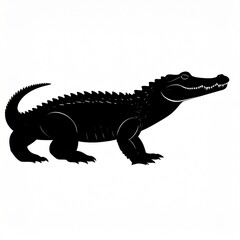 Fototapeta premium black silhouette of roaring dinosaur on white background vector illustration