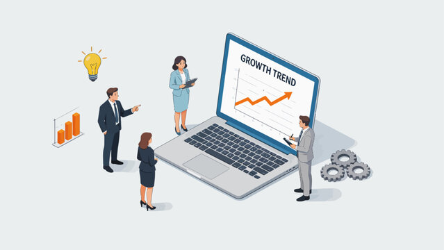 Business team discussing growth trend