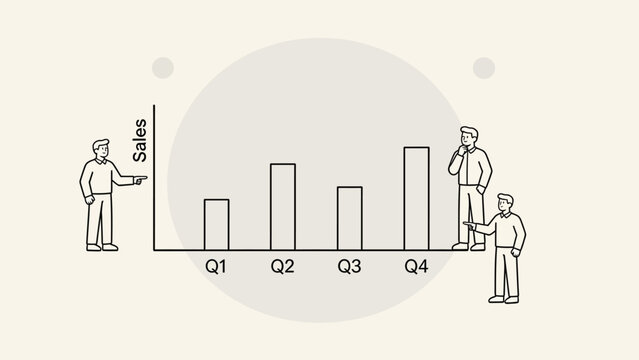Sales data chart with people