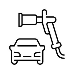 Vehicle refueling icon. Transport and vehicle refueling line symbol. Black and white. © M.Style