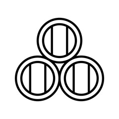 Fototapeta premium Wine barrel icon. Food and winemaking line symbol. Black and white.