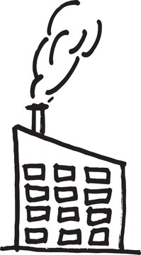 vector,silhouette Marker drawing of a factory emitting smoke
