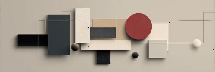Fototapeta premium Abstract geometric composition with shapes and neutral colors