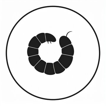 cute cartoon caterpillar on white circle badge vector illustration