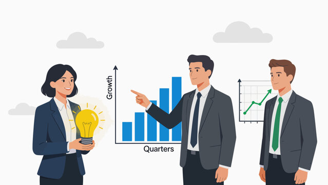 Business team with growth charts