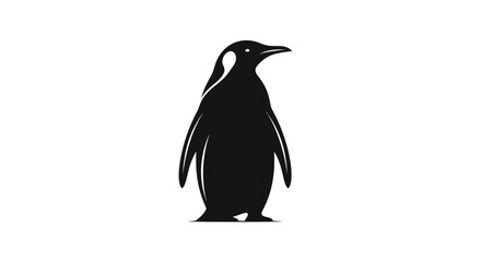 Fototapeta premium Silhouette of a Penguin standing on white background, minimalist vector illustration