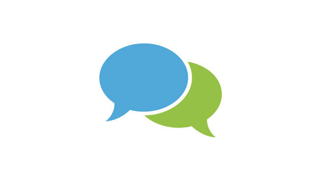 Colorful speech bubbles in blue green.