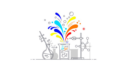 Fototapeta premium Explosion of Colors from Scientific Beaker and Flask.