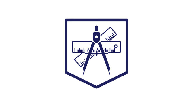 Compass ruler and pencil logo design.