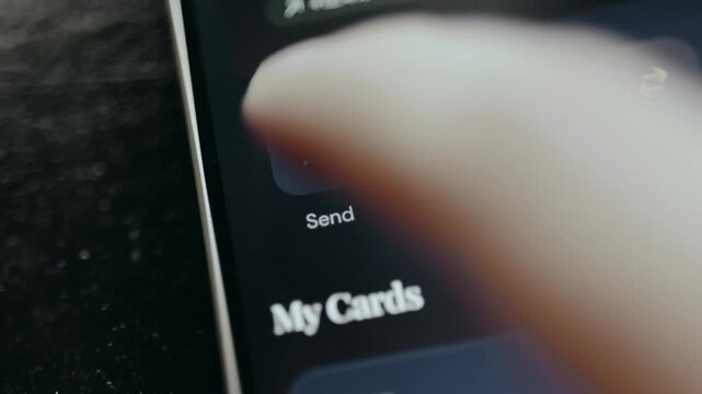 User taps the Send button for transferring digital assets from banking app