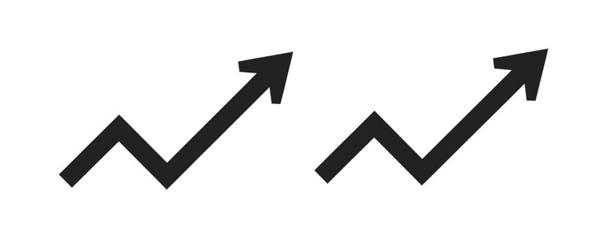 Two black zigzag arrows pointing upwards symbolizing growth and positive trends