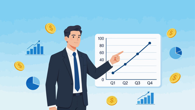 Businessman presenting growth chart