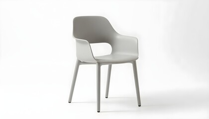 Fototapeta premium Modern gray plastic armchair with sleek design and comfortable seating on white background
