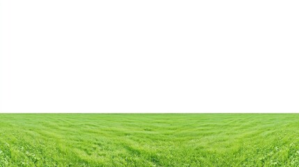 Obraz premium Vast green grass field under a clear sky, stretching far into the horizon.