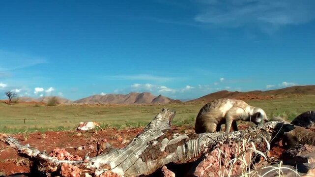 free living meerkats or suricates assemble watchful on outlook 10.2
